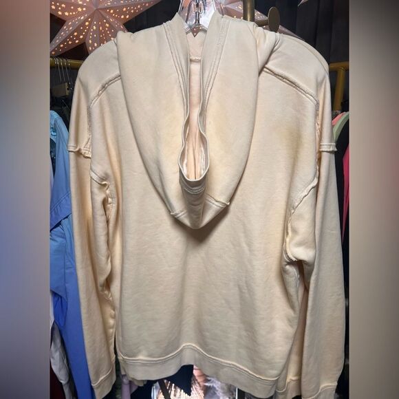 Free People We the Free Your Favorite Washed Hoodie Ivory Onyx Combo - Picture 8 of 9